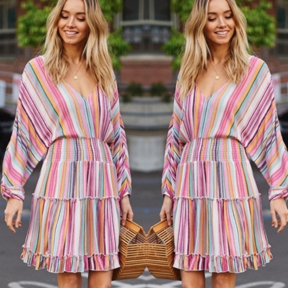 Bellanblue Dresses & Skirts - KENDALL Multicolor stripes Tiered Dress